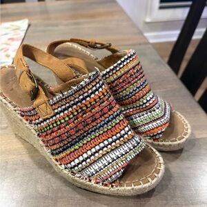 Toms Multicolor Woven Wedges